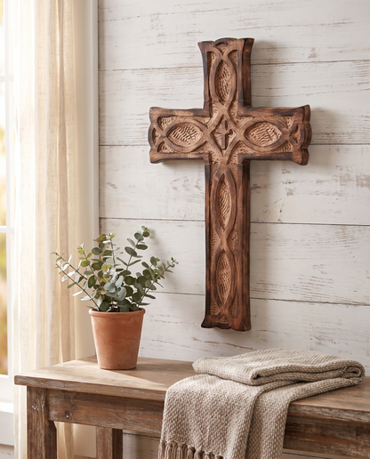 Grace's Hand Carved Wooden Cross